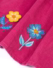 Frugi Embroidered Floral Cord Skirt, Pink (PINK), large