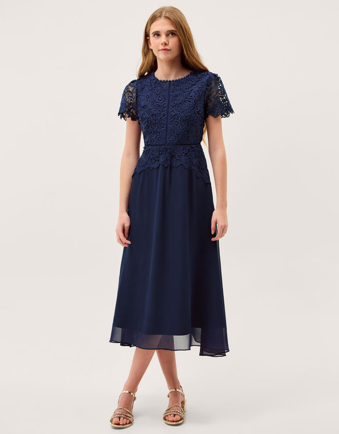 Monica Lace Prom Dress, Blue (NAVY), large