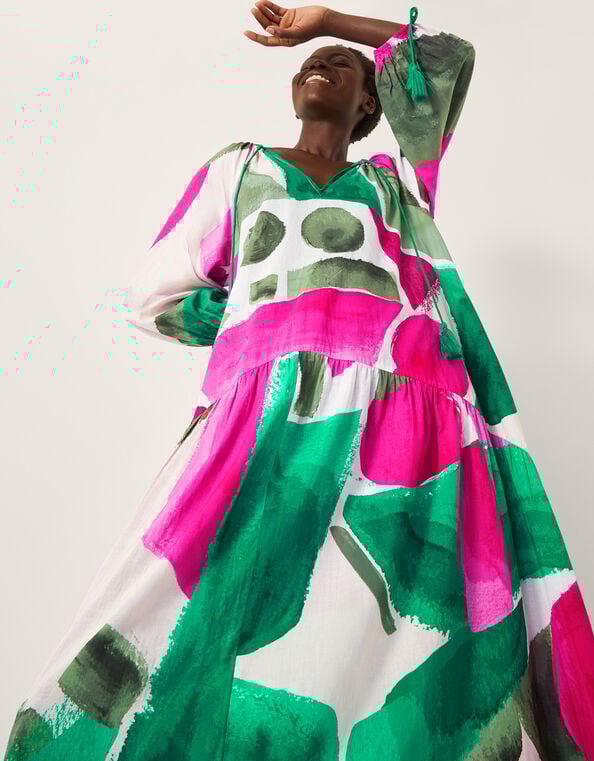 Miley Colour Block Midi Dress, Green (GREEN), large