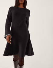 Tate Embellished Long Sleeve Knit Mini Dress, Blue (MIDNIGHT), large