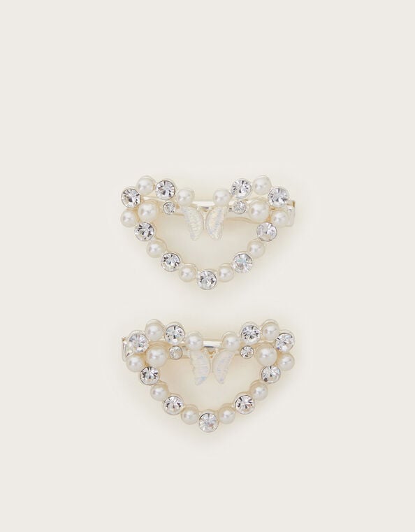 2-Pack Butterfly Heart Hair Clips, , large