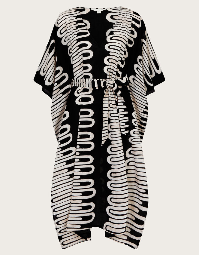 Orla Geometric Print Kaftan Dress, Black (BLACK), large