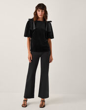Vittoria Bow Velvet T-Shirt, Black (BLACK), large