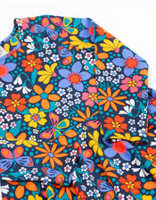 Frugi Sofia Printed Skater Dress, Blue (NAVY), large