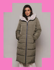 Rino and Pelle Longline Padded Coat, Green (KHAKI), large