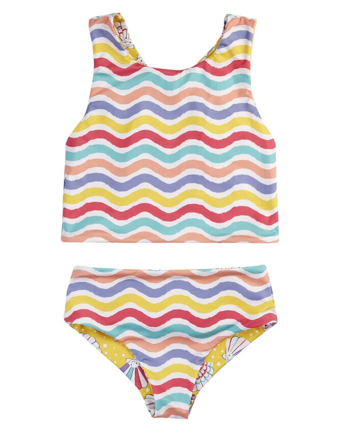Frugi Tegan Printed Reversible Tankini Set, Yellow (YELLOW), large