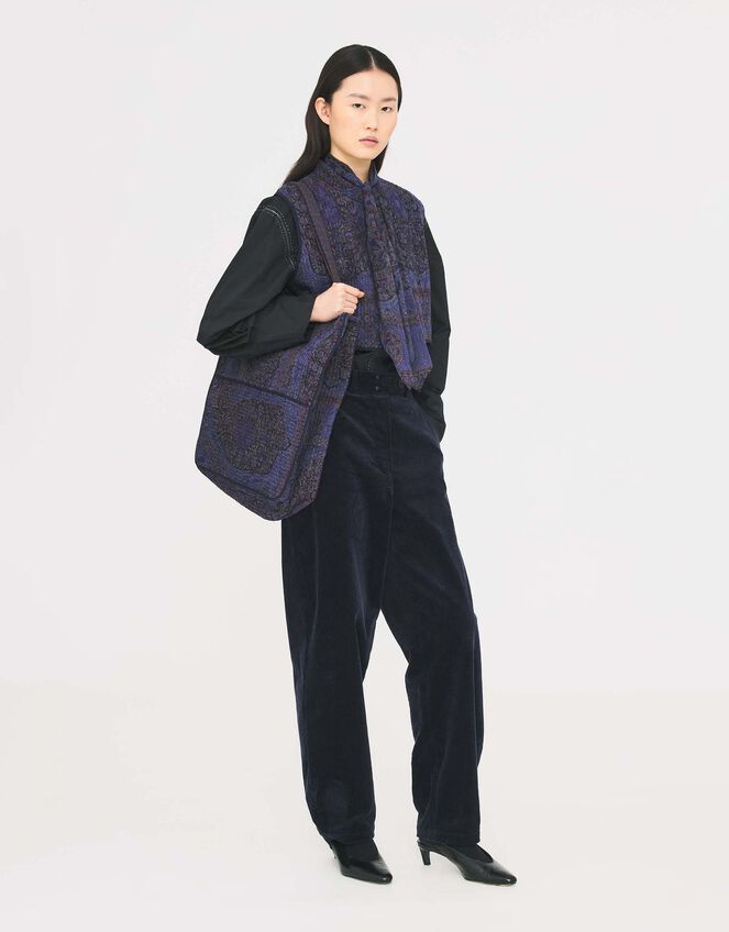 Antik Batik Tamari Paisley Jacquard Quilted Waistcoat, Blue (NAVY), large