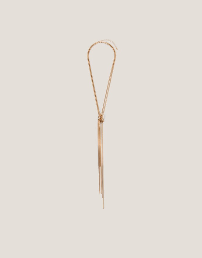 Mixed Metal Knot Tassel Necklace, , large
