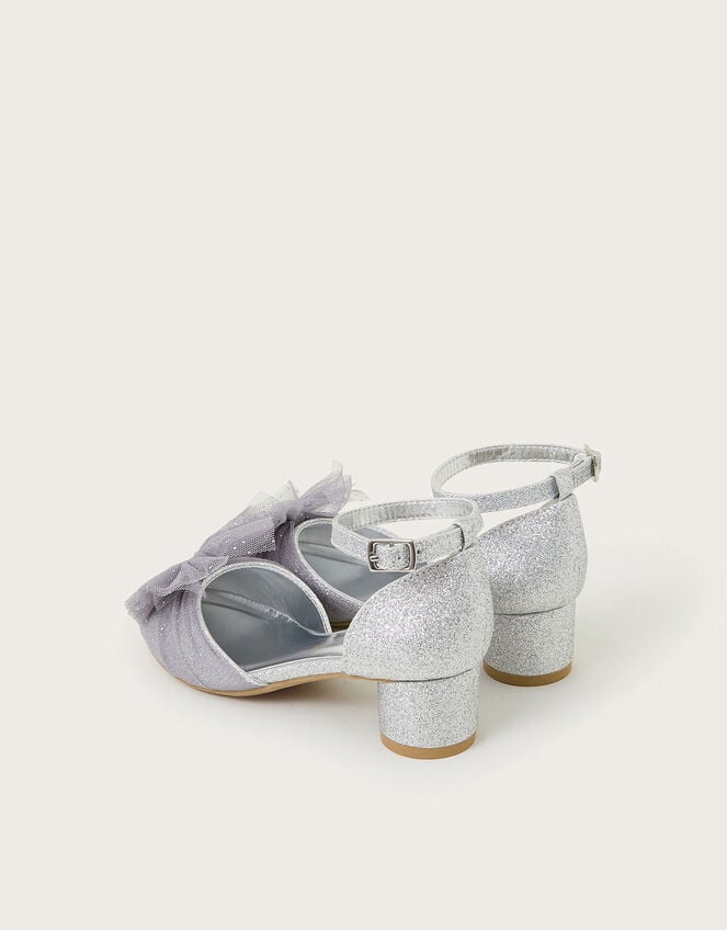 Net Bow Two-Part Heels, Silver (SILVER), large