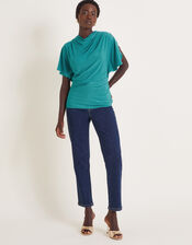Deb Drape Jersey Top, Teal (TEAL), large