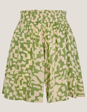 Ania Abstract Batik Print Shorts, Green (GREEN), large