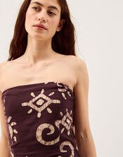 Mafalda Sun Print Bandeau Midi Dress, Brown (CHOCOLATE), large