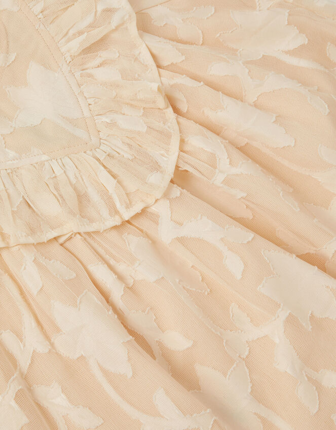 Frilly Floral Burnout Dress, Camel (BEIGE), large