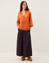 Gianna Linen Top, Orange (RUST), large