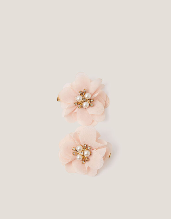 2-Pack Pearl Flower Hair Clips, Pink (PALE PINK), large