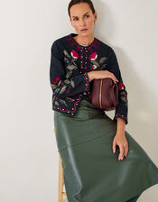 Valerie Floral Embroidered Jacket, Black (BLACK), large
