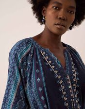 East Gabriette V-Neck Floral Print Maxi Dress, Blue (BLUE), large