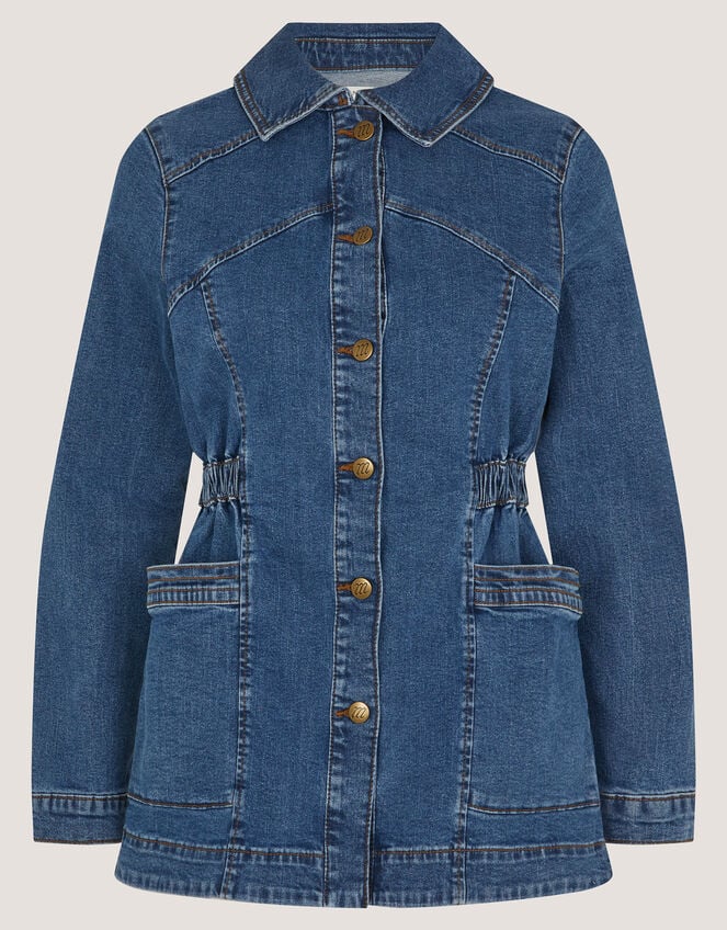 Mabel Longline Denim Jacket, Blue (MID AUTHENTIC BLUE), large