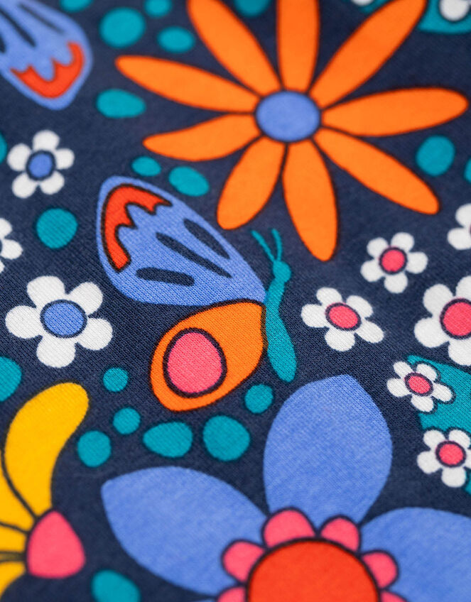 Frugi Sofia Printed Skater Dress, Blue (NAVY), large