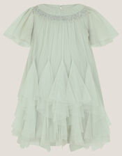 Baby Nessa Sparkle Collar Waterfall Dress, Green (SAGE), large