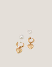 2-Pack Heart Stud & Hoop Earrings, , large