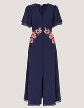 Coraline Floral Embroidered Midi Dress, Blue (NAVY), large