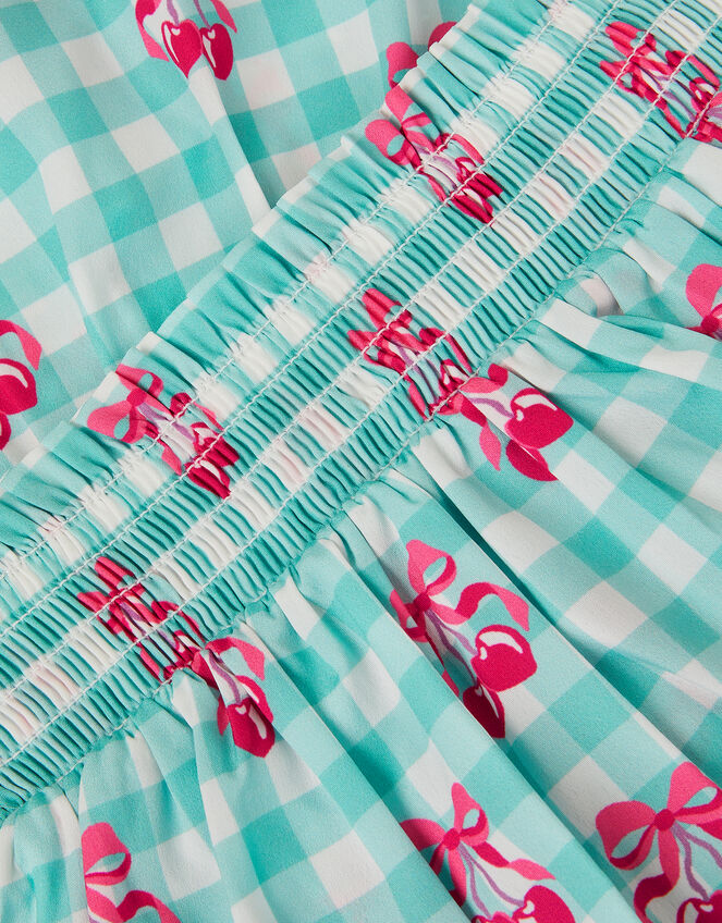 Gingham Cherry Skirt Set , Green (GREEN), large