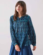 East Bridget Print Blouse, Blue (NAVY), large