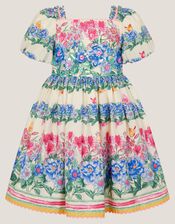 Clara Floral Puff Sleeve Dress, Ivory (IVORY), large