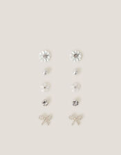 5-Pack Flower Pearl Stud Earrings, , large