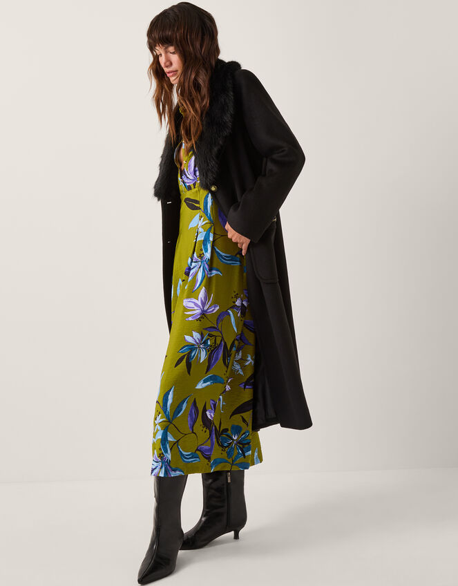 Sonya Floral Print Midi Dress, Green (KHAKI), large