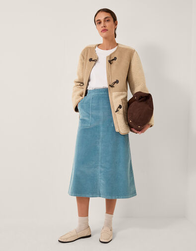 Malika Corduroy Midi Skirt, Blue (PALE BLUE), large