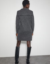 Nora Collared Mini Jumper Dress, Grey (CHARCOAL), large