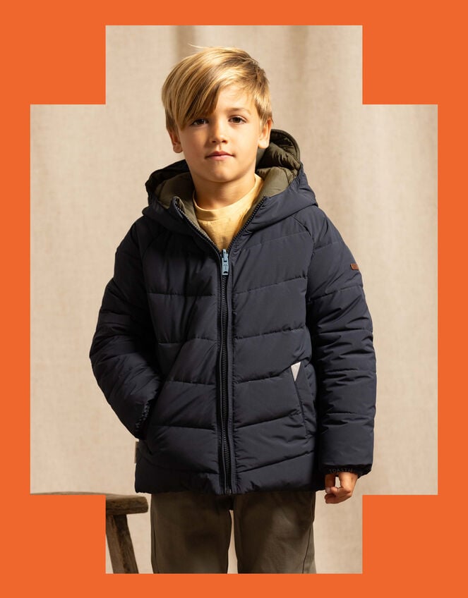 Töastie Reversible Water Repellent Puffer Jacket, Blue (NAVY), large