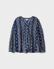 East Celine Print Blouse, Blue (NAVY), large