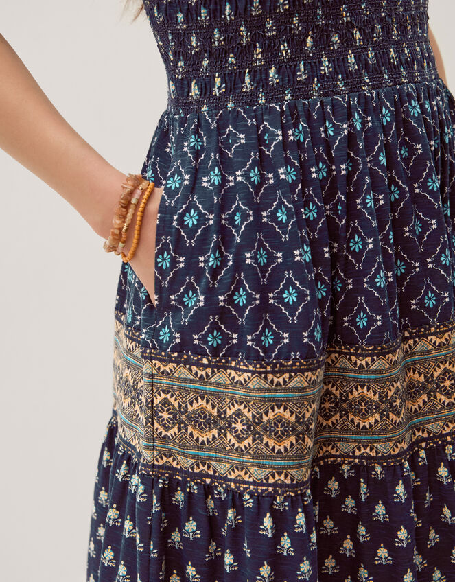 Amaya Print Jersey Midi Dress, Blue (NAVY), large