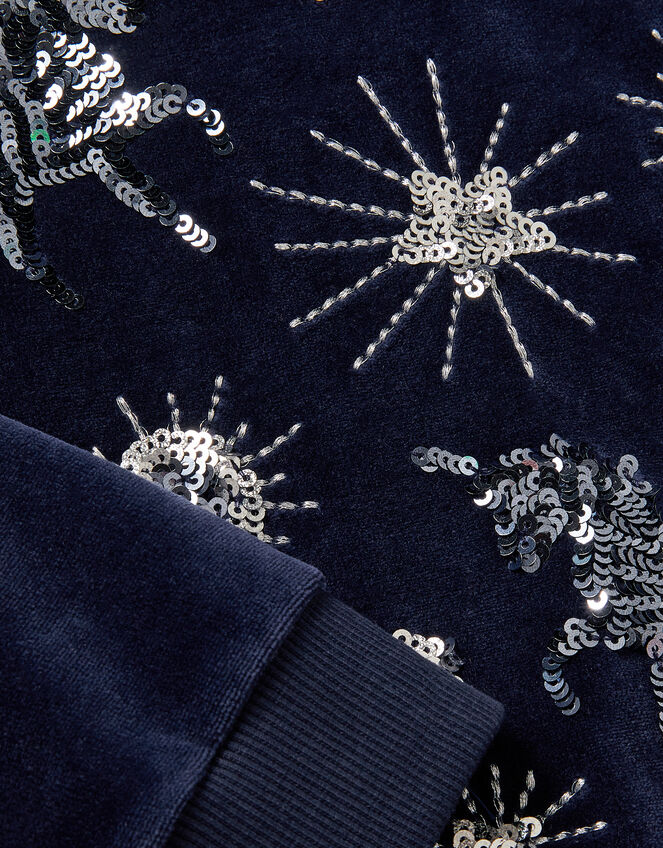 Cosmic Embellished Velour Sweatshirt, Grey (GREY), large