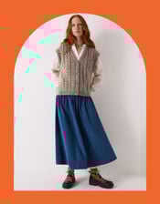 East Keya Wool Blend Cable Knit Waistcoat, Natural (NATURAL), large