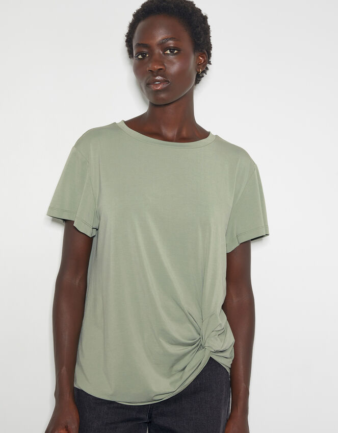 Tawn Twist Front Jersey T-Shirt, Green (KHAKI), large
