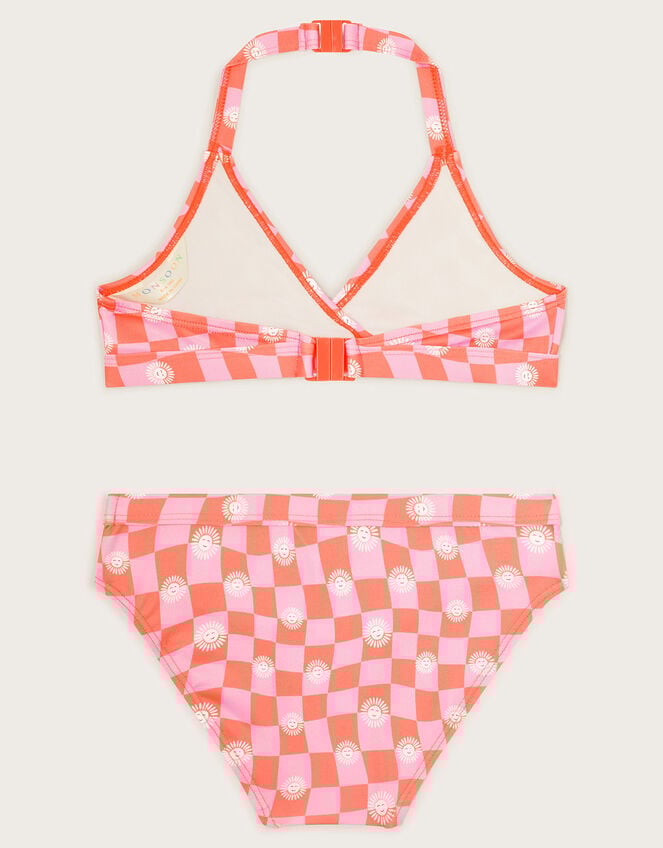 Checkerboard Halter Bikini Set, Pink (PINK), large
