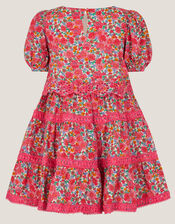 Floral Broderie Puff Sleeve Dress, Pink (PINK), large