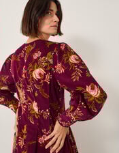 Yasmina Floral Fit & Flare Midi Dress, Red (CHERRY), large