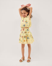 Sasha Broderie Floral Top & Skirt Set, Yellow (YELLOW), large
