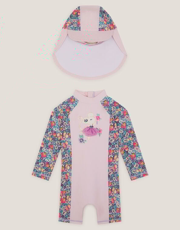 Baby Floral UPF50+ Swimsuit & Sun Hat, Pink (PINK), large
