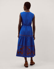 Madison Sleeveless Embroidered Midi Dress, Blue (COBALT), large