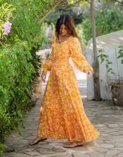 La Galeria Elefante Jodie Flamenco Maxi Dress, Orange (ORANGE), large