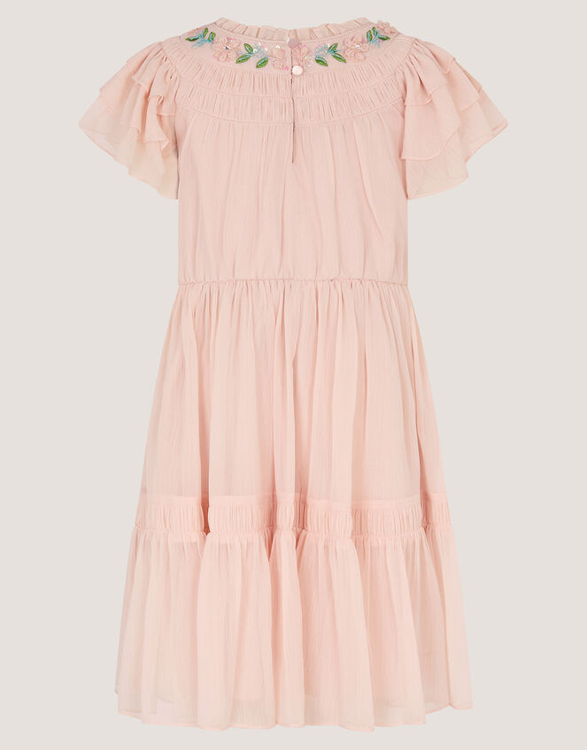Carmen Embellished Collar Tiered Dress, Pink (PINK), large