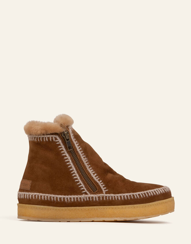 Laidback London Setsu Suede Ankle Boots, Brown (BROWN), large