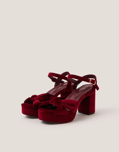 Nola Velvet Platform Heels, Red (RED), large
