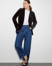 Valery Velvet Double Breasted Jacket , Black (BLACK), large